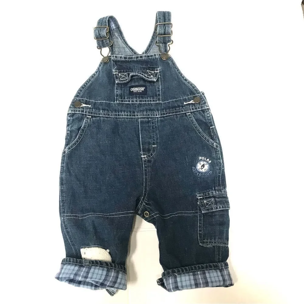 ‎OshKosh B’gosh polar expedition denim overalls 6–9 months